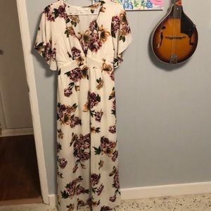 Floral Dress Plunging Neckline